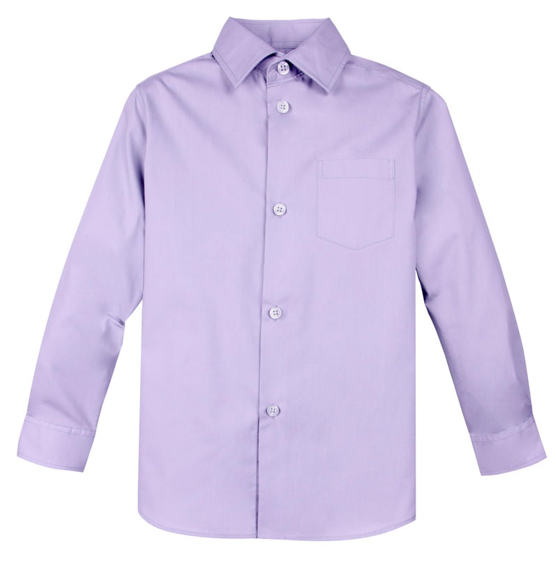 Spring Notion Big Boys' Long Sleeve Dress Shirt 8 Lilac - Image 1